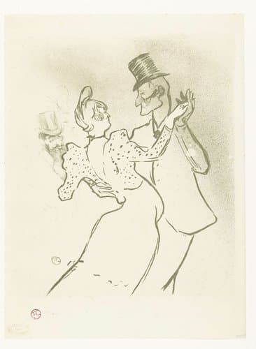 The Dancer La Goulue and Valentin Le Désossé Dancing in the Moulin Rouge by Henri de Toulouse-Lautrec