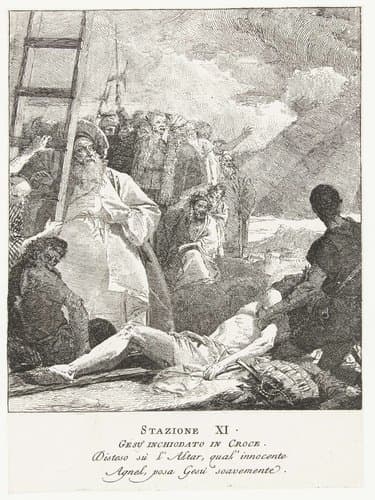 Stazione XI Gesù inchiodato in Croce by Giovanni Domenico Tiepolo