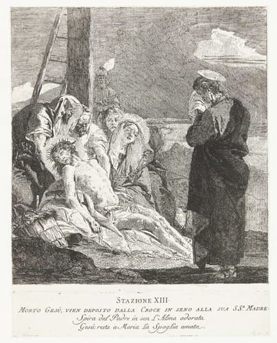 Bewening van Christus dode lichaam na kruisafneming by Giovanni Domenico Tiepolo