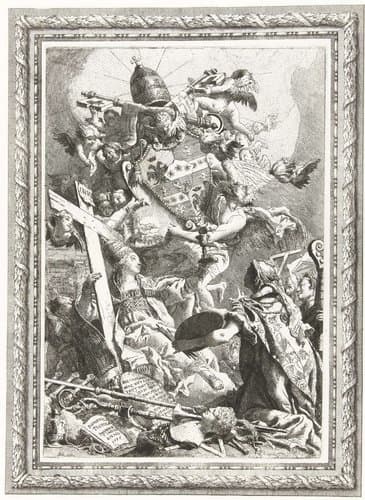 Titelprent voor de verzamelde werken van Giovanni Battista, Giovanni Domenico en Lorenzo Baldissare Tiepolo by Giovanni Domenico Tiepolo