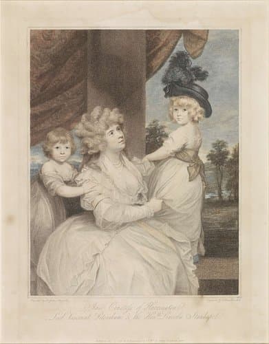 Portret van Jane Stanhope met haar twee kinderen by Francesco Bartolozzi