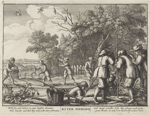 Riviervisserij by Wenceslaus Hollar