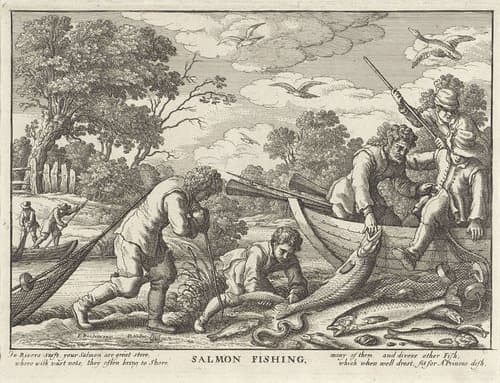 Zalmvisserij by Wenceslaus Hollar