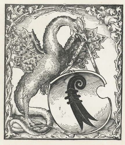 Draak met het wapen van Basel by Monogrammist DS (graveur)