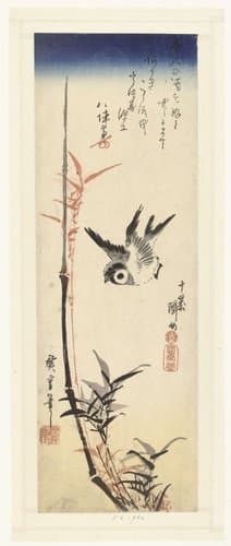 Bamboe en mus by Hiroshige (I) , Utagawa
