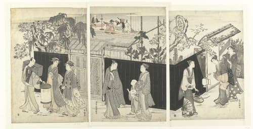 Het huis van de kyoka dichter bij nacht. by Kubota Shunman