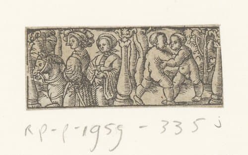 Man en een vrouw te paard en het sterrenbeeld Tweelingen by anonymous; anonymous
