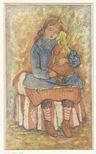 Meisje met pop by Lucien Pissarro