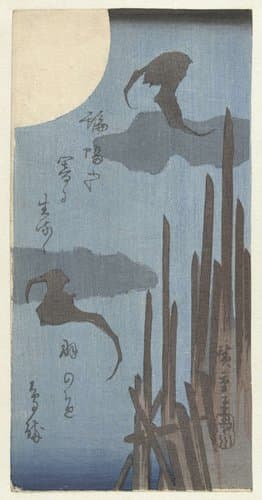 Vleermuizen en maan by Hiroshige (I) , Utagawa