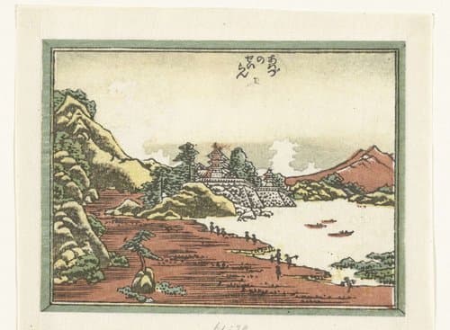 Gegraveerde Acht gezichten op de provincie Omi by Katsushika Hokusai