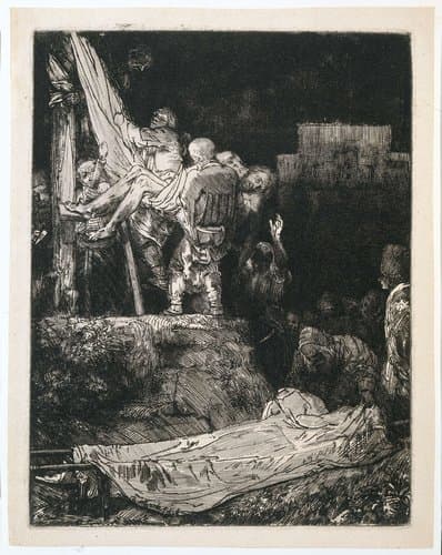 The descent from the cross by torchlight by Rembrandt van Rijn