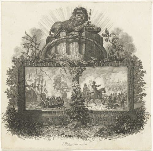 Vignet met allegorie op het tijdvak 1781-1831 by Jan Baptist Tetar van Elven