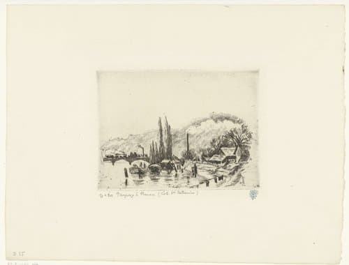 Landschap bij Rouen by Camille Jacob Pissarro