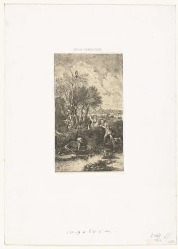 Twee jagers verrast door de Dood by Rodolphe Bresdin