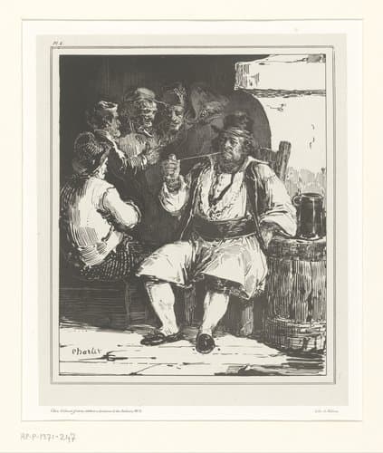 Oude zeeman rookt een pijp in een kroeg by Nicolas Toussaint Charlet