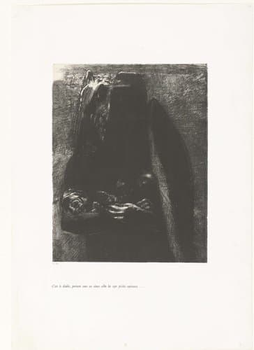 Het is de duivel, de zeven doodzonden op zijn vleugels dragend by Odilon Redon