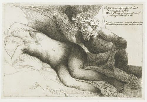 Jupiter en Antiope: grote plaat by Rembrandt van Rijn