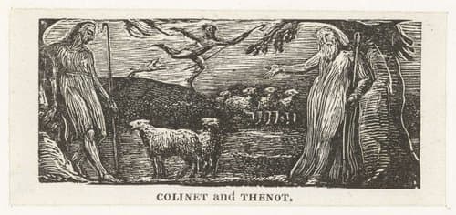 Thenot en Colinet discussiëren, Lightfoot op de heuvel by William Blake