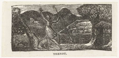 Shepherd chases away wolf by William Blake