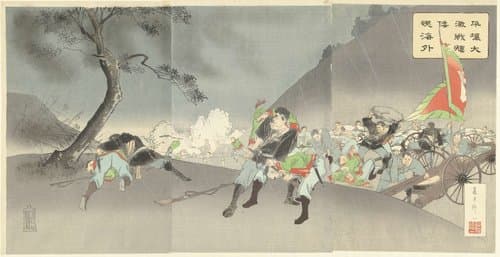 Zware gevechten te Pyongyang tonen de Japanse strijdlust aan het buitenland. by Fujiwara Den'ichi