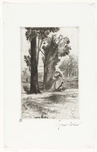 Vrouw in een park by Francis Seymour-Haden (Sir)