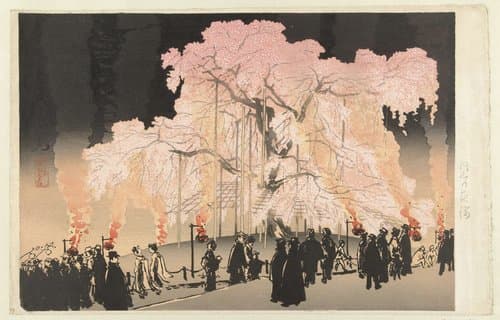 Kersenbloesem `s avonds in het Maruyama park by Yoshikawa Kanpo