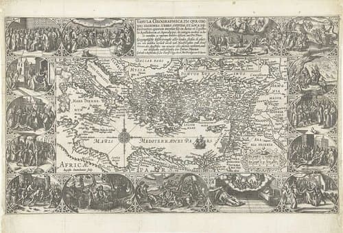 Kaart van de landen in het Noord-Oosten van de Middellandse Zee by Baptista van Doetechum