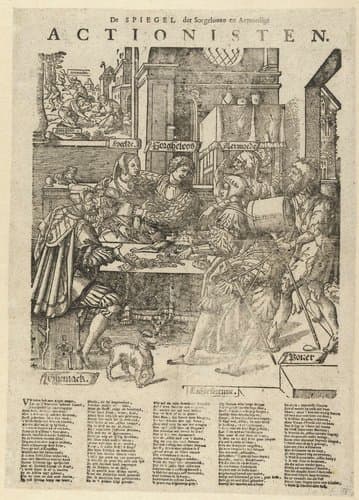 De Spiegel der Sorgelooze en Armoedige Actionisten. by Cornelis Anthonisz.