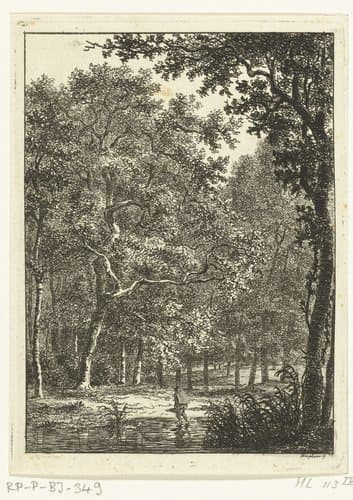 Boslandschap met man die door water waadt by Ernst Willem Jan Bagelaar