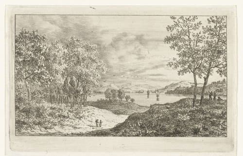 Heuvelachtig landschap met rivier by Ernst Willem Jan Bagelaar