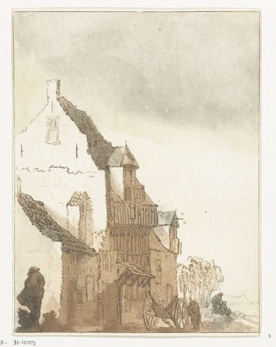 Huis met kruiwagen voor de deur by Anthonie van den Bos