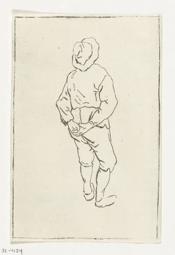 Man met handen op de rug en hoed by Anthonie van den Bos