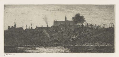 Gezicht op een stad by Jacobus Ludovicus Cornet