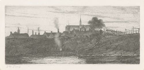 Gezicht op een stad by Jacobus Ludovicus Cornet