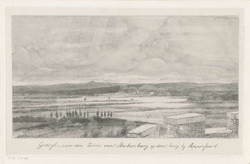 Gezigt van den toorn van Sterkenburg op den berg by Amersfoort by Jacobus Ludovicus Cornet