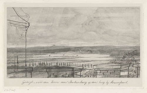 Gezigt van den toorn van Sterkenburg op den berg by Amersfoort by Jacobus Ludovicus Cornet