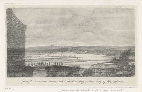 Gezigt van den toorn van Sterkenburg op den berg by Amersfoort by Jacobus Ludovicus Cornet