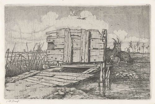 Brugje over een beek by Jacobus Ludovicus Cornet