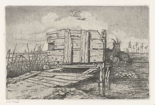 Brugje over een beek by Jacobus Ludovicus Cornet