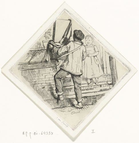 Straatmuzikant met draaiorgel by Jacobus Ludovicus Cornet