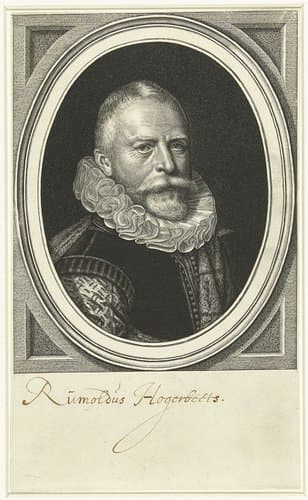 Portret van pensionaris Rombout Hogerbeets op 58-jarige leeftijd by Willem Jacobsz Delff