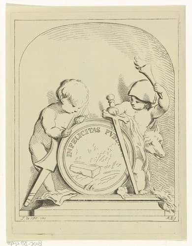 Allegorie met twee putti by Abraham Delfos