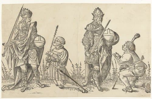 Keizer Trajanus met rechter en Keizer Augustus met boer by anonymous