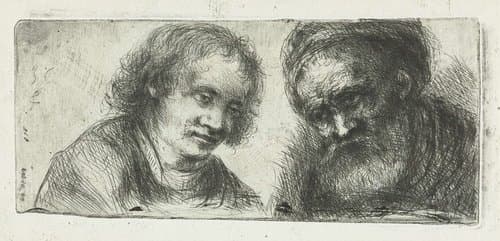 Jonge en oude man by Jan Chalon