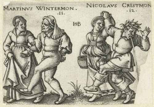 Boerenfeest of de Twaalf maanden by Hans Sebald Beham