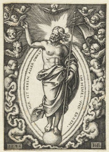 Christus als Salvator Mundi staand op de wereldbol by Hans Sebald Beham