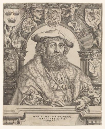 Portret van Christiaan II, koning van Denemarken by Jacob Binck