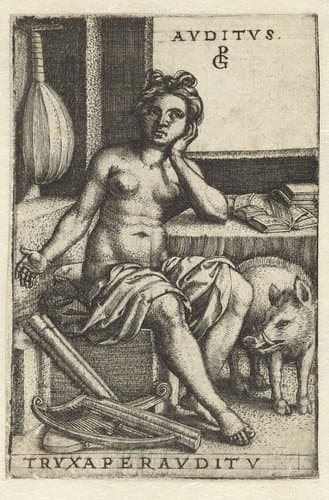 Gehoor (Auditus) by Georg Pencz
