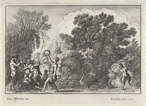 Musicerende en dansende saters en nimfen by Wenceslaus Hollar