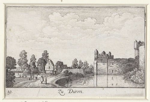 Gezicht op Düren by Wenceslaus Hollar
